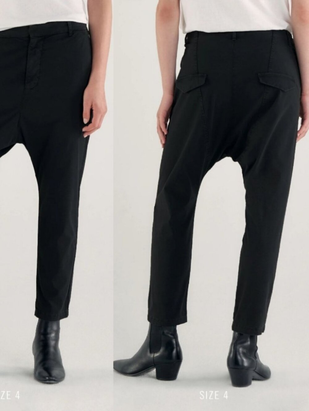 Nili Lotan‎ Paris Twill Drop Crotch Pants in Jet Black Size 2